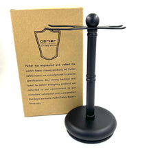 Load image into Gallery viewer, PARKER DELUXE MATTE BLACK 2-PRONG RAZOR AND BRUSH SHAVE STAND