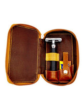 Load image into Gallery viewer, Parker Genuine Leather Zippered Safety Razor & Double Edge Blade Travel Case