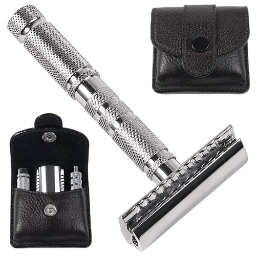 Parker Travel Safety Razor with Leather Case