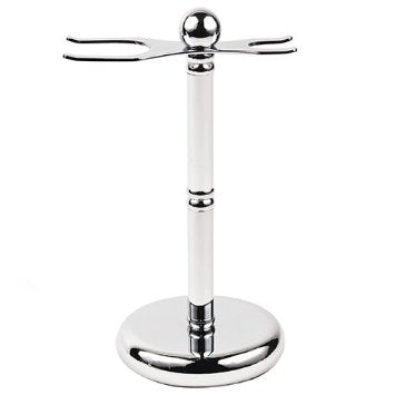 PARKER DELUXE CHROME 2-PRONG RAZOR AND BRUSH SHAVE STAND